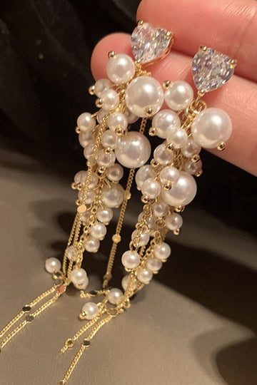 Golden Pearl Long Drop øredobber
